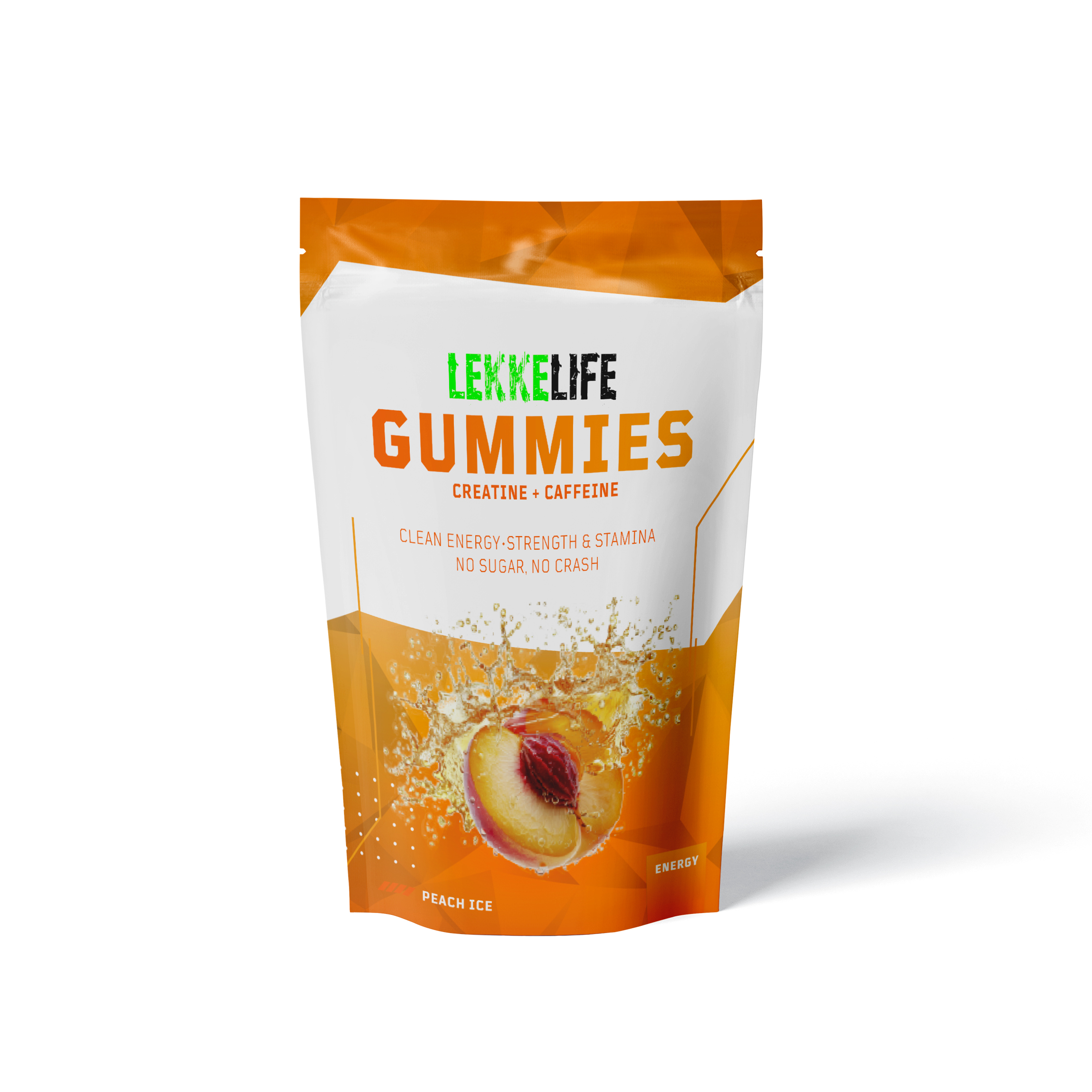 Peach Ice Creatine Gummies pouch